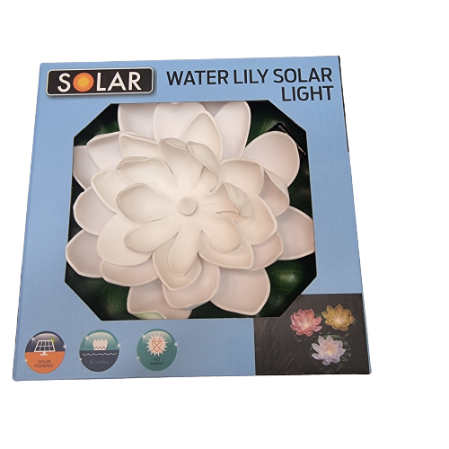 Solar Wasserlilie Seerose Solarleuchte Pool Teich Teichleuchte Gardenteich 18 cm Weiß
