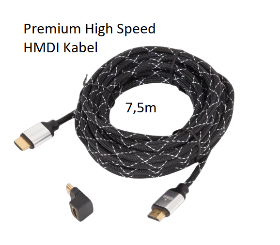 CableMax Premium HDMI Kabel 4K Ultra HD  7,5m High Speed 1080P  Ethernet Winkel