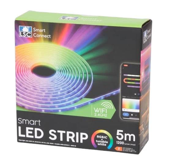 LSC Smart Connect LED-Streifen - RGB 16 verschiedene Farben - Wifi Smart Connect 5m lang