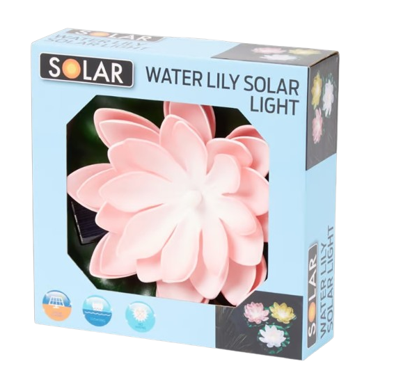 Solar Wasserlilie Seerose Solarleuchte Pool Teich Teichleuchte Gardenteich 18 cm Rosa