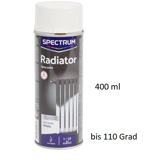 Spectrum Sprühfarbe für Heizkörper  400 ml | Weiß Hochglanz, max 110 Grad Spray