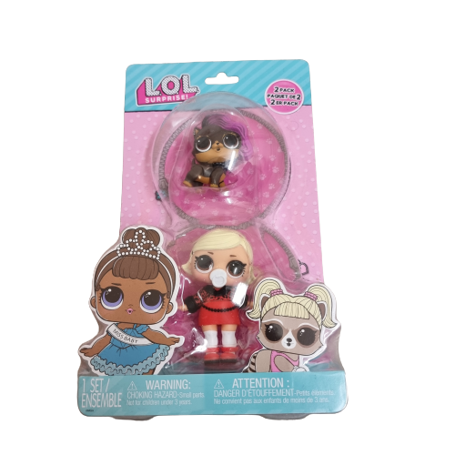 New LOL Suprise Puppen Little Sister Blonde Haare mit Haustier Katze 2er Set