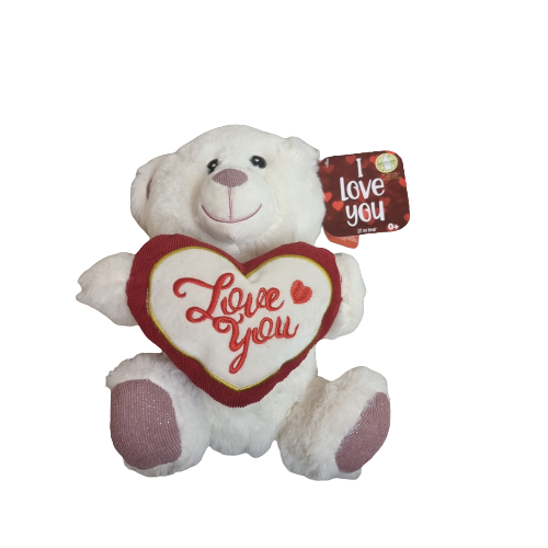 Plüschbär mit Herz Teddybär Stofftier Plüschtier Kuscheltier Valentinstag 28 cm Weiß