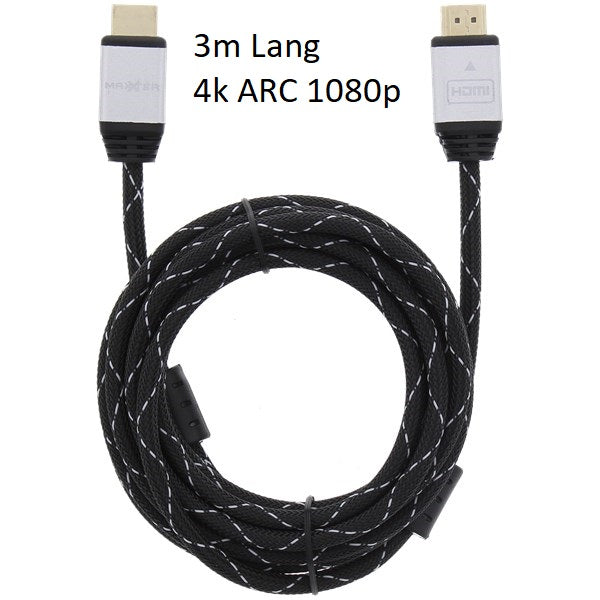 HDMI Kabel Premium Textil Hochwertiges High Speed 3D 4K Ultra HD 3m lang ARC