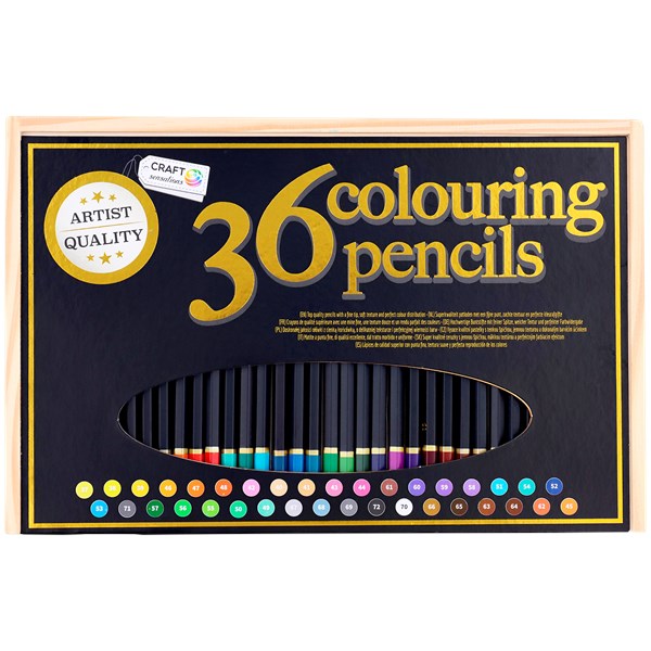 Artist Buntstifte 36 Farben In Holzbox für Erwachsene