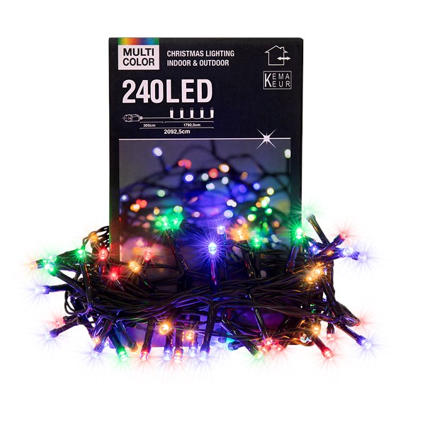 Weihnachts Deko Lichterkette 240 LED 20m lang für Innen und Außen Mehrfarbige