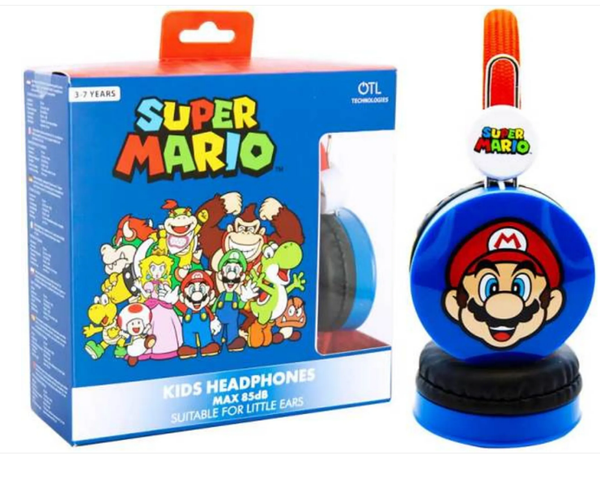 Nintendo Super Mario Stereo Kopfhörer für Kinder mit kindgerechter Lautstärkebegrenzung (max. 85 dB) und verstellbarem Kopfband für den besten Tragekomfort