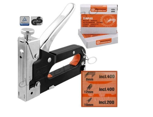 WERCKMANN® Handtacker Set inkl. 1000 Klammern Klammergerät Nägel Nagler Werkzeug