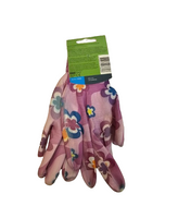 Gartenhandschuhe Arbeitshandsschuhe Damen Blumenmotive Latex Grün Lila Große M