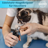 Candure Profi Krallenschere für Hunde und Katzen mit Nagelfeile Edelstahl Krallenzange Hohe Qualität Krallenpflege Schneider für Haustiere Nagelknipser groß Mit Sicherheitsschutz