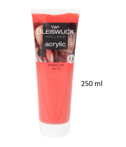 Malfarbe, Künstler, Van Bleiswijck Acrylfarbe Leuchtend Rot 250ml