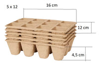 Anzuchttablett Anzuchttöpfe mit Fächern aus Papier 5 Tablett x 12 Fächer