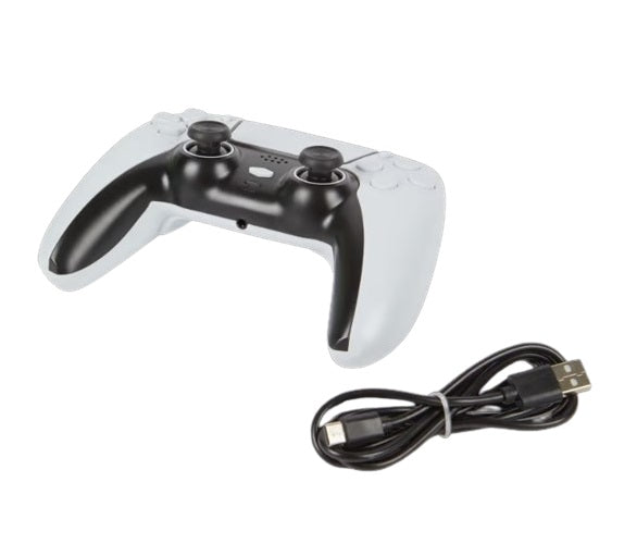 Battletron Game Controller Kompatibel für PS4 PC inklusive USB Kabel Bluetooth Schwarz Weiß