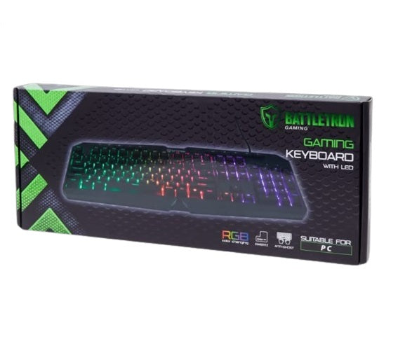 Gaming Tastatur Keyboard USB RGB LED Beleuchtung Mehrfarbiger Battletron