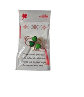Martisor Trifoi Märzchen Charm Anhänger als Kleeblatt mit Steine aus Metall Grün Gold 2392