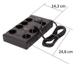 Pro Max Steckdosenleiste 8 fach Steckdosen 2 USB Schwarz 1,5 m mit Schalter