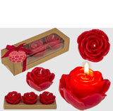 Kerzen in roter Rosenform  3er Set Deko Kerzen rote Rosen Geschenk Idee