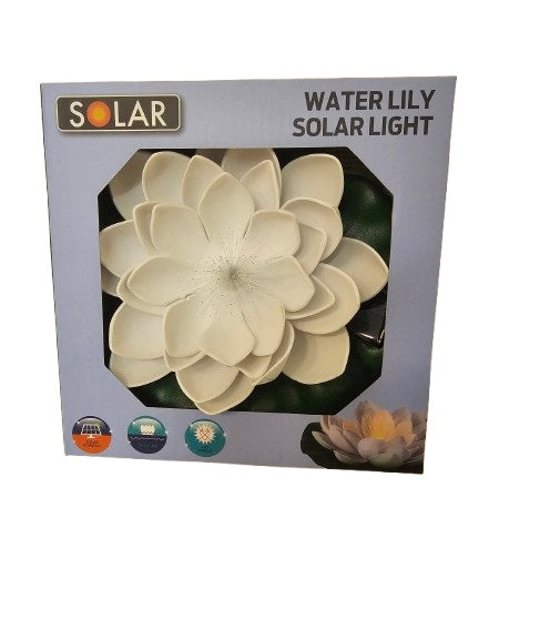 Solar Wasserlilie Seerose Solarleuchte Pool Teich Teichleuchte Gardenteich 18 cm Weiß