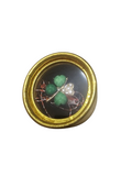 Martisor Trifoi Märzchen Charm Brosche Anhänger  Kleeblatt aus Metall Gold Box 2741