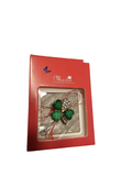 Martisor Trifoi Märzchen Charm Anhänger als Kleeblatt mit Steine aus Metall 2393