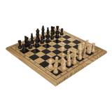 Schach Spiel aus Massivholz Schachfeld inkl. Schachfiguren 28,5 x 28,5 cm NEU