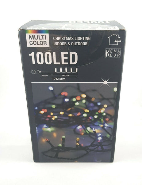 Weihnachts Deko Lichterkette 100 LED 10m lang für Innen und Außen Mehrfarbige