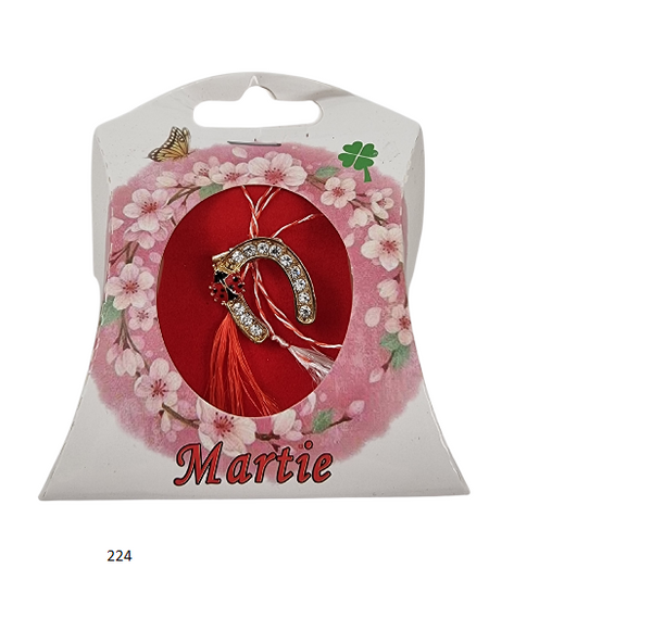 Martisor Potcoava Märzchen Charm Anhänger als Hufeisen aus Metall mit Steine 224