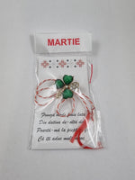 Martisor Trifoi Märzchen Charm Anhänger als Kleeblatt aus Metall mit Steine 227