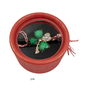 Martisor  Märzchen,Charm, Brosche Anhänger als Kleeblatt aus Metall in Box 274