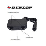 Dunlop Duo-Autosteckdose Doppelstecker 1 - USB & 1 USB C Anschlüssen 12-24V 2.4A