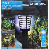 GRUNDIG LED Solarlampe & Insektenvernichter mit Erdspieß, Ø14xH43cm Solarleuchte Insektenfalle Gartenlampe Gartenleuchte Wegeleuchte Außenbeleuchtung