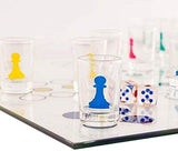 Glas-Trinkspiel Ludo Brettspiel Partyspiel mit 16 Schnapsgläsern circa 31x 31 cm