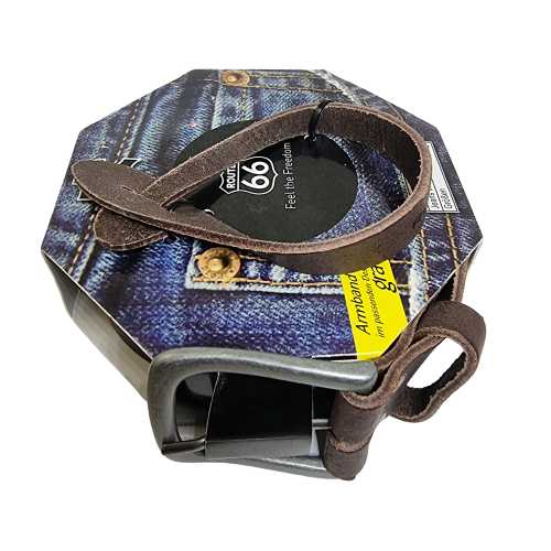 Route 66 Gürtel + Gratis Armband echtes Leder für Jeans Braun Großen L 90cm