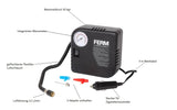 FERM Mini 12V Auto Luftkompressor 10 Bar 3 Zusatzadapter elektrische Luftpumpe  12x12x7 cm