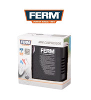 FERM Mini 12V Auto Luftkompressor 10 Bar 3 Zusatzadapter elektrische Luftpumpe  12x12x7 cm